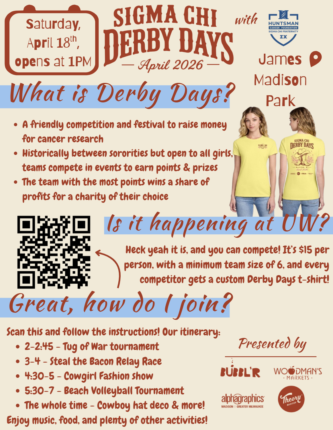 Derby Days Spring 2026 Event Flyer - Saturday April 18th at James Madison Park